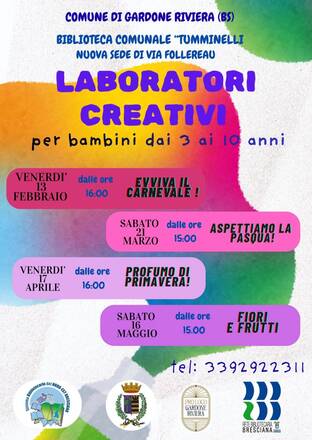Laboratori creativi per bambini dai 3 ai 10 anni
